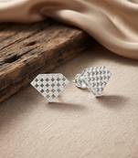 925 silver earrings diamond shape lattice stud earrings for women