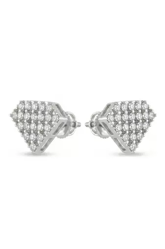 925 silver earrings diamond shape lattice stud earrings for women