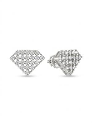 925 silver earrings diamond shape lattice stud earrings for women 4