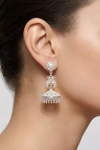 925 silver earrings traditional filigree jhumka earrings for women