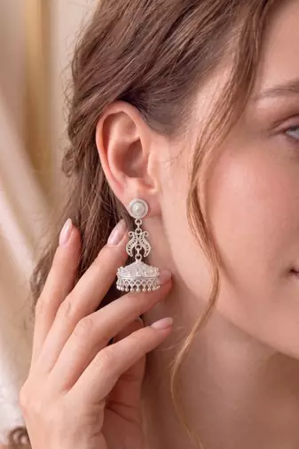 925 silver earrings traditional filigree jhumka earrings for women