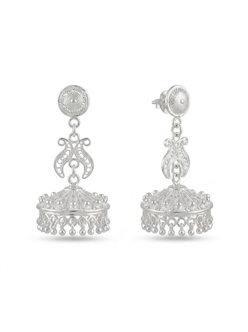 925 silver earrings traditional filigree jhumka earrings for women
