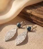 925 silver earrings blue stone filigree drop earrings for women