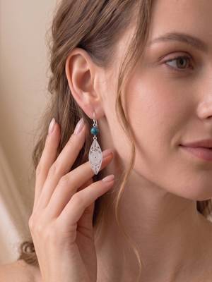925 silver earrings blue stone filigree drop earrings for women 2