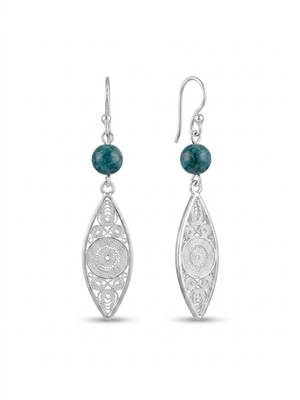 925 silver earrings blue stone filigree drop earrings for women 3