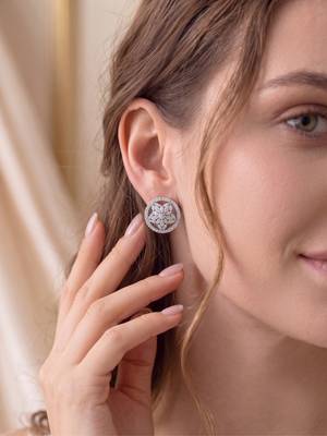 925 silver earrings floral cz stud earrings for women 2