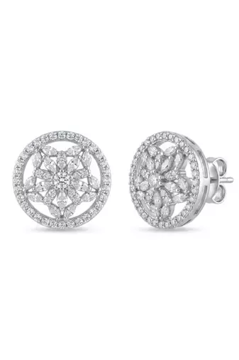 925 silver earrings floral cz stud earrings for women