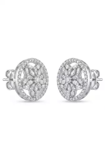 925 silver earrings floral cz stud earrings for women