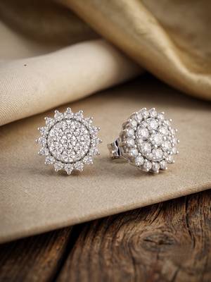 925 silver earrings sparkle flower studs for women 1