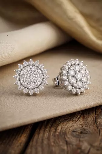 925 silver earrings sparkle flower studs for women
