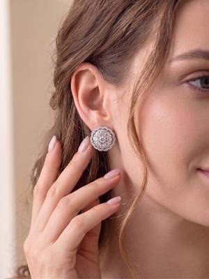 925 silver earrings sparkle flower studs for women 2