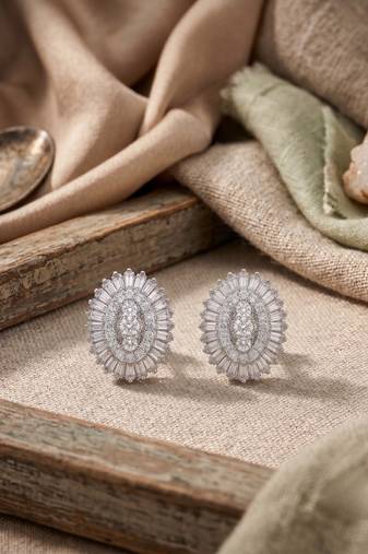 925 silver oval halo stud earrings for women