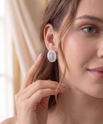 925 silver oval halo stud earrings for women 2