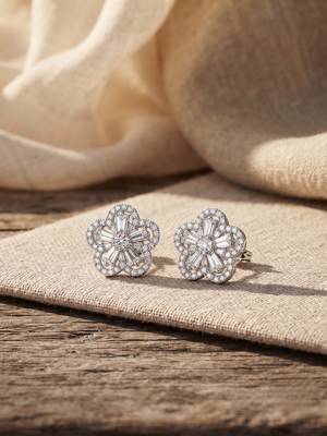 925 silver flower stud earrings for women 1