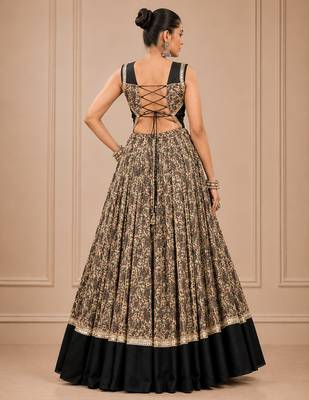 Black Navratri Chanderi Lehenga with Real Mirror Work 4