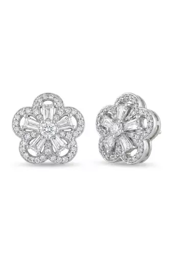 925 silver flower stud earrings for women