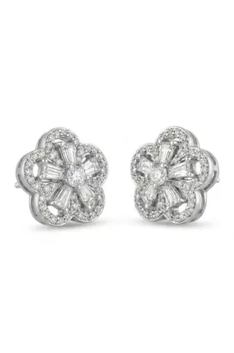 925 silver flower stud earrings for women