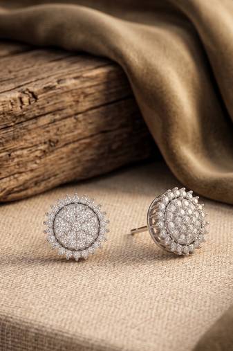925 silver sunburst sparkle stud earrings for women