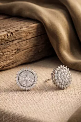 925 silver sunburst sparkle stud earrings for women