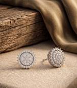 925 silver sunburst sparkle stud earrings for women