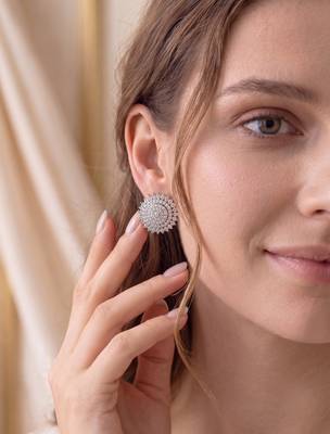 925 silver sunburst sparkle stud earrings for women 2