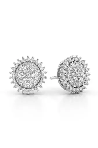 925 silver sunburst sparkle stud earrings for women
