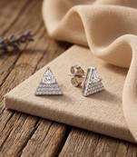 925 silver triangle sparkle stud earrings for women