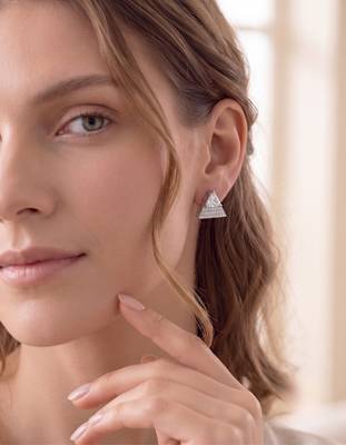 925 silver triangle sparkle stud earrings for women 2