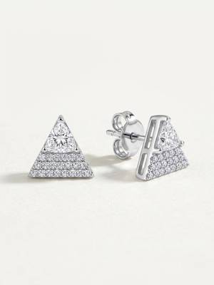 925 silver triangle sparkle stud earrings for women 3