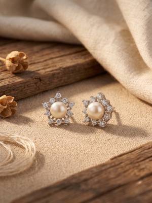 925 silver pearl flower stud earrings for women 1