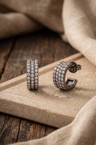 925 silver sparkle pavé hoop earrings for women