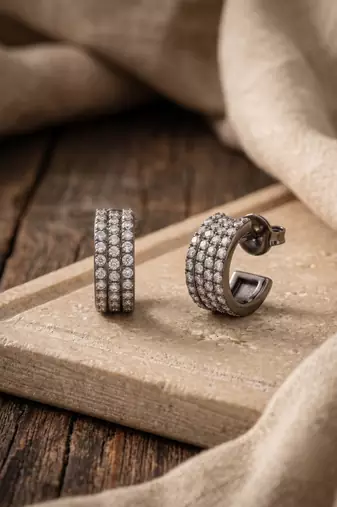 925 silver sparkle pavé hoop earrings for women