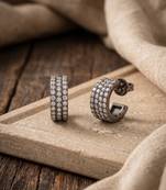 925 silver sparkle pavé hoop earrings for women