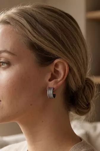 925 silver sparkle pavé hoop earrings for women