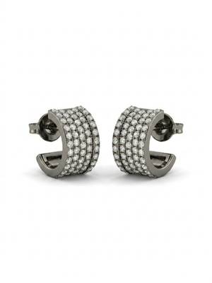 925 silver sparkle pavé hoop earrings for women 3