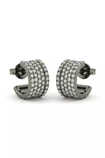 925 silver sparkle pavé hoop earrings for women
