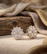 925 silver floral marquise stud earrings for women