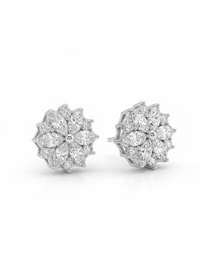 925 silver floral marquise stud earrings for women 3