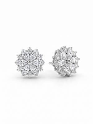 925 silver floral marquise stud earrings for women 4