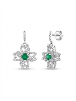 925 silver emerald flower drop earrings for women 4
