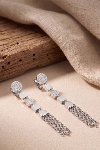 925 silver tassel drop earrings for women