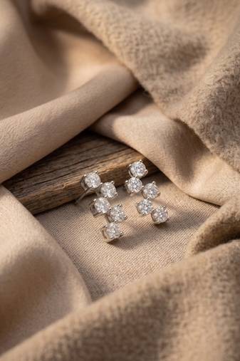 925 silver sparkle curve stud earrings for women