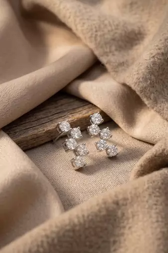 925 silver sparkle curve stud earrings for women
