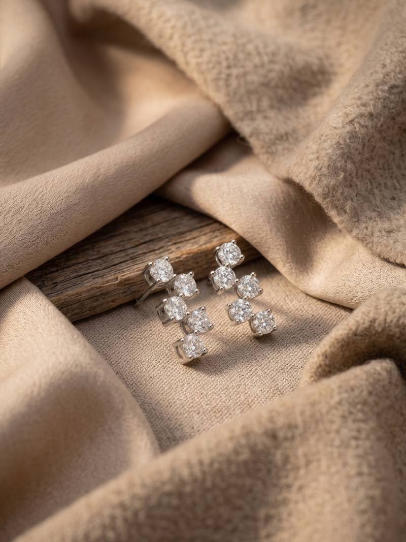 925 silver sparkle curve stud earrings for women