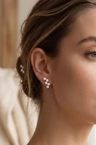 925 silver sparkle curve stud earrings for women