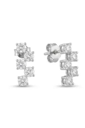925 silver sparkle curve stud earrings for women