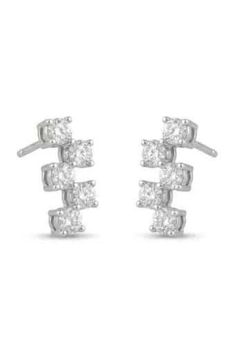 925 silver sparkle curve stud earrings for women