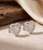925 silver heart sparkle stud earrings for women