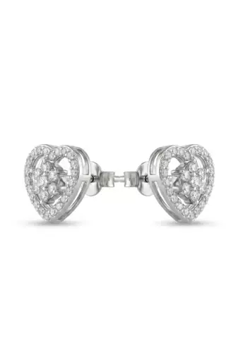925 silver heart sparkle stud earrings for women