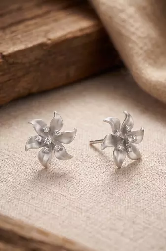 925 silver earrings bloom flower stud earrings for women